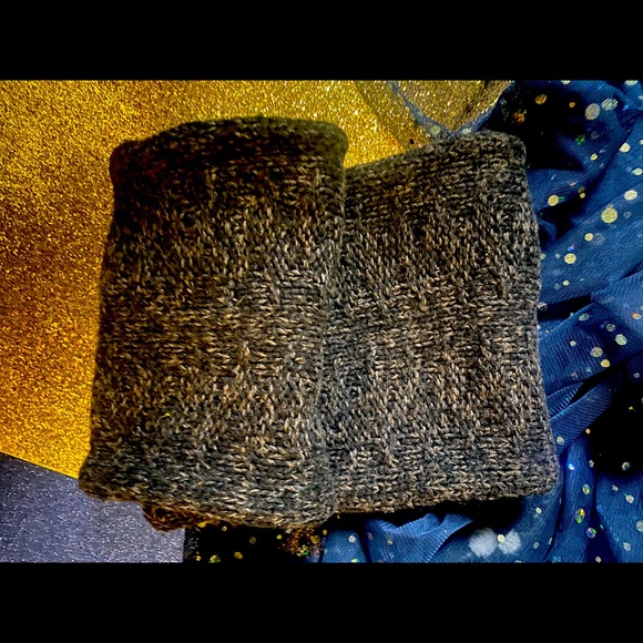 THEORY RUSTIC BRWN WOOL IKNIT SNOOD Scarf LUX GORG - Picture 1 of 5